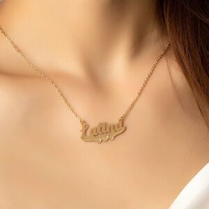 Gold Latina Letter Name Necklace Eighties Y2K Cute Gift‎ Fancy Retro Cute Gift